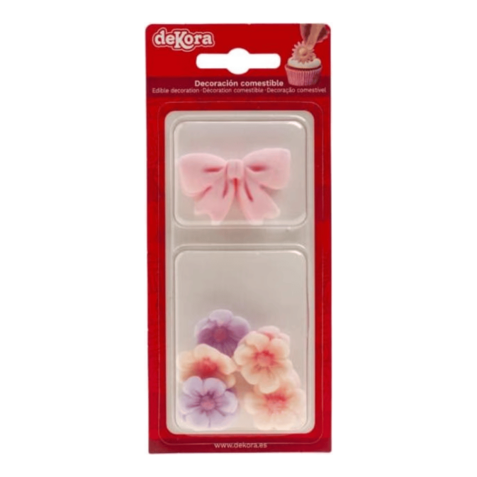 Sugar flowers and pink bow Dekora