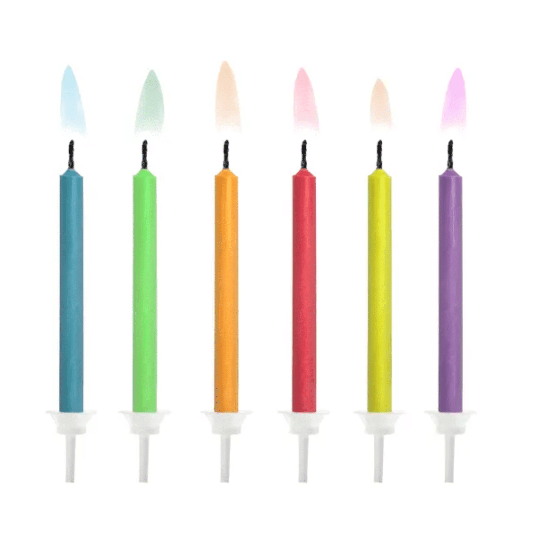 6 colored flame candles