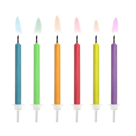 6 colored flame candles