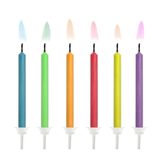 6 colored flame candles