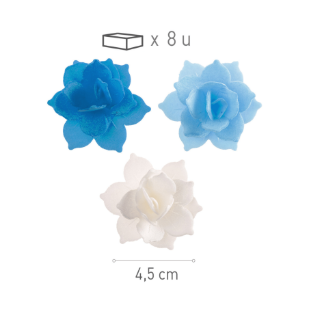 Set of 8 blue wafer water lilies - 4.5 cm