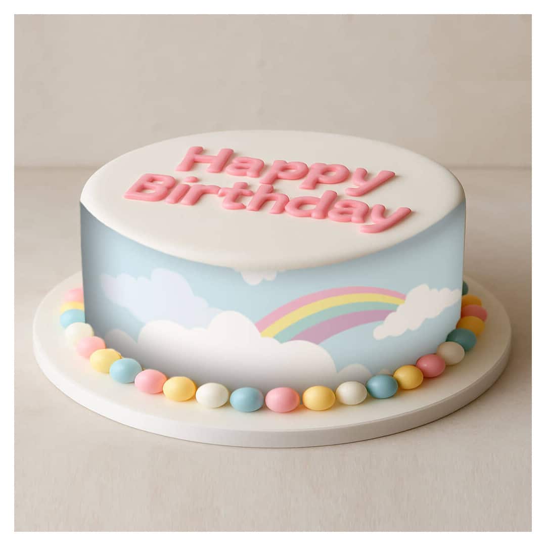 Rainbow Edible Cake Outline with 3 Strips | Cake Design Autourdugateau