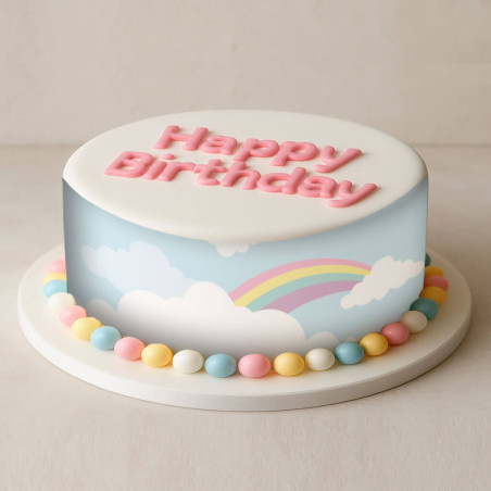 Rainbow Edible Cake Outline with 3 Strips | Cake Design Autourdugateau