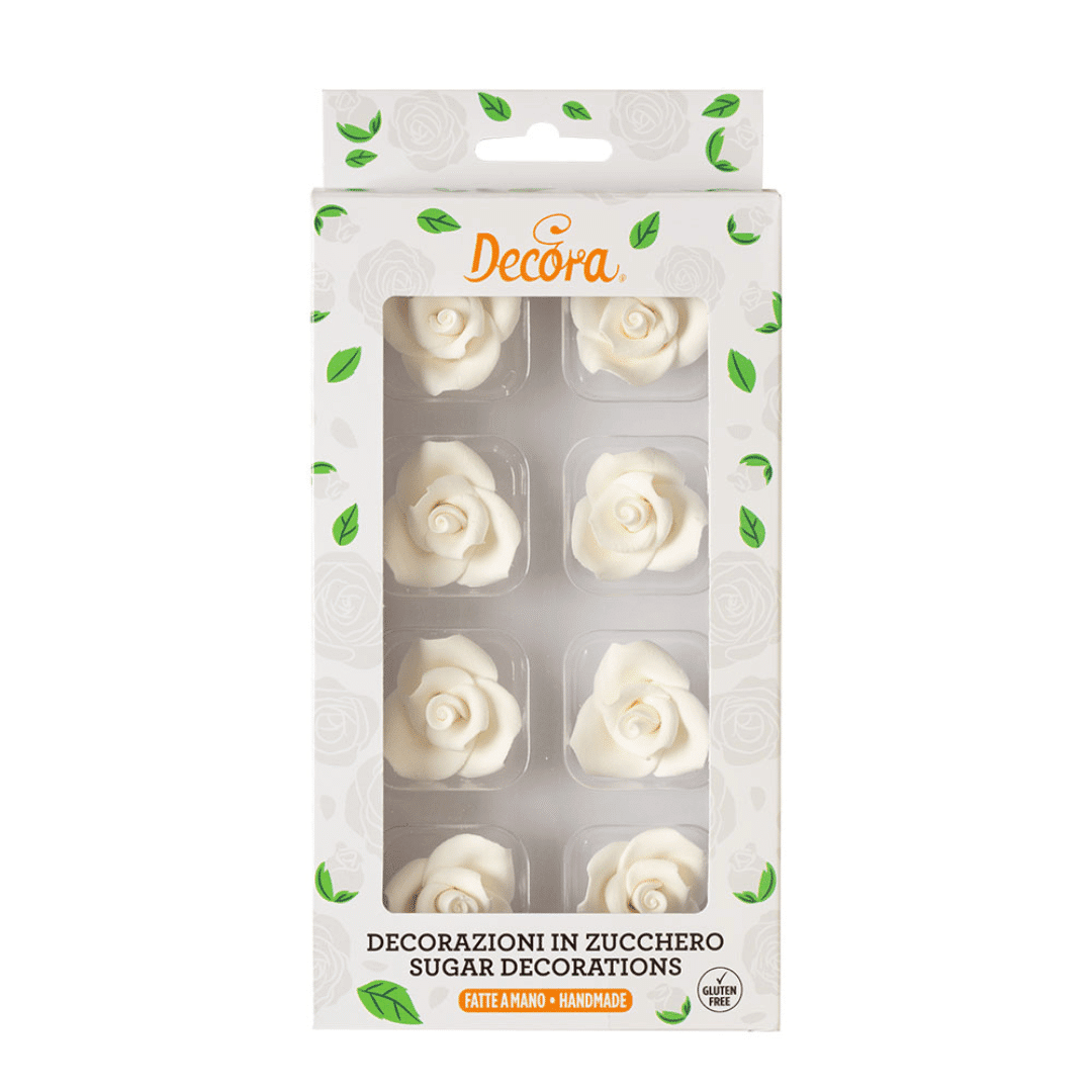 6 white sugar roses 5 cm | Wedding Cake