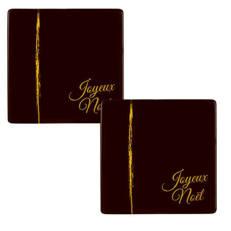 Chocolate Yule Log End Caps with Gold writing 'Joyeux Noel'