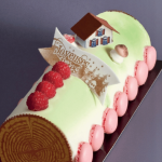wafer decoration - yule log - happy holidays
