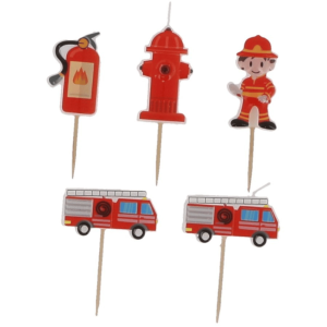 Firefighter themed birthday candles - 5 pieces