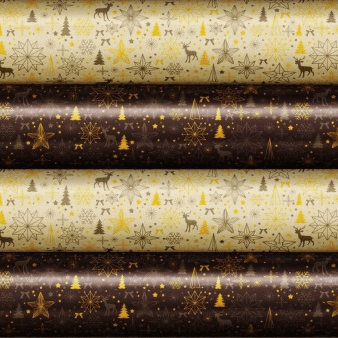 orange and gold Christmas chocolate transfer sheet
