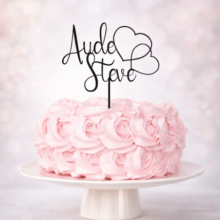 Wedding cake topper intertwined hearts to personalize