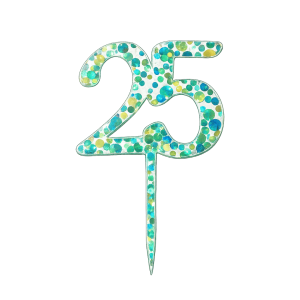 blue/green confetti number cake topper