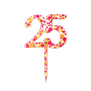fuchsia/gold confetti number cake topper