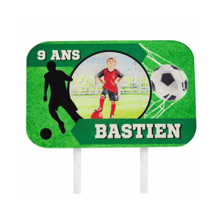 Cake topper football photo & text