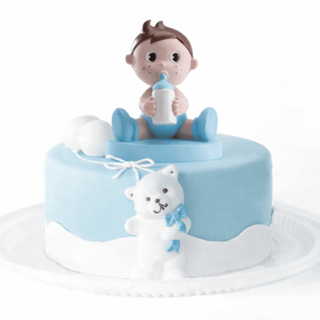 Figurine bébé pour gâteau de baptême garçon - HT 10 cm