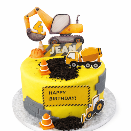 Cake topper mechanical shovel construction site