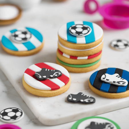 football-themed sugar decorations for shortbread cookies