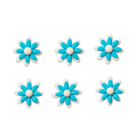 6 light blue sugar daisies Decora