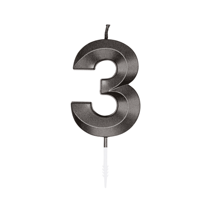 birthday candle number 3 black graphic