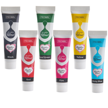 6 food colorings in progel tube
