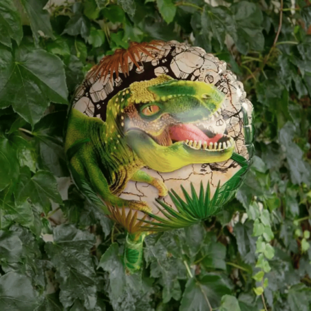 T-Rex birthday foil balloon supplied with straw