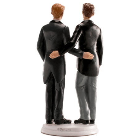 gay wedding cake topper, back view