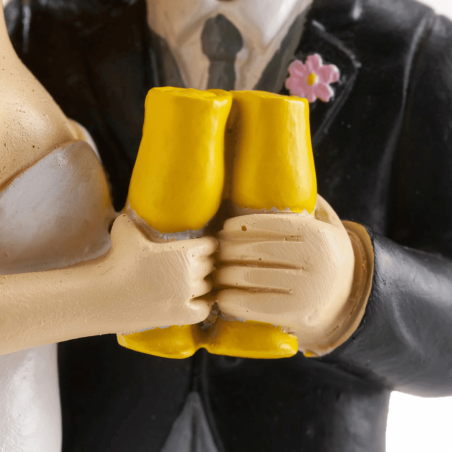 champagne glasses, figurine of the bride and groom