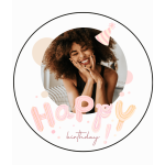personalized round edible picture for cakes 24 cm - happy birthday