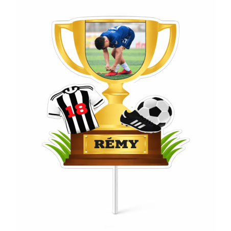 Personalized football trophy cake topper