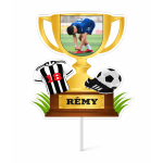 Personalized football trophy cake topper