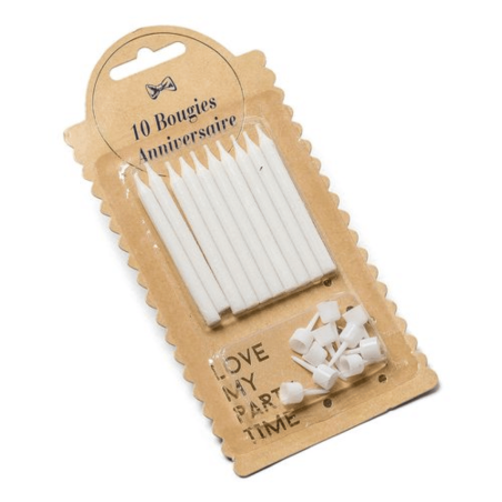 10 Glittery white candles