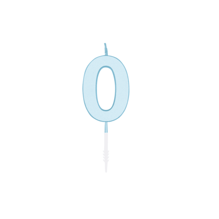Light blue number candle for ages 0 to 9, height 10.5 cm