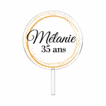 Customizable transparent round cake topper