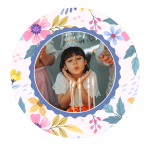 edible round photo, 24cm, with flowers