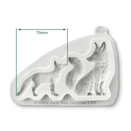 Dimensions of a silicone modeling mold of a fox and its cub
