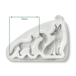 Dimensions of a silicone modeling mold of a fox and its cub