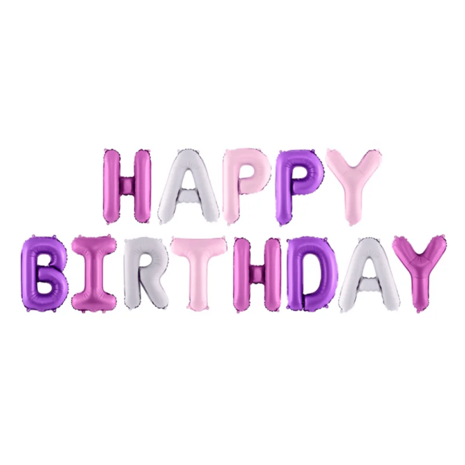 happy birthday purple foil balloons