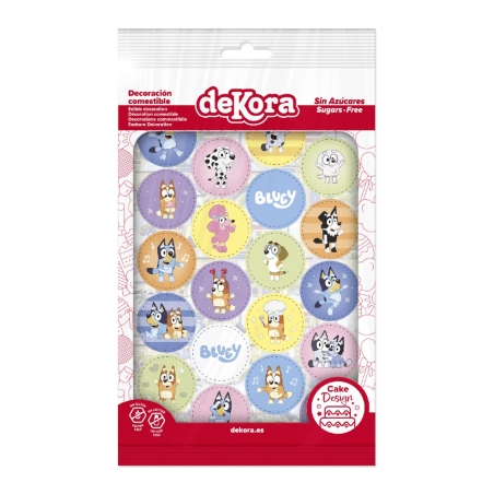 Mini edible disc for cupcakes and cakes, bluey Dekora