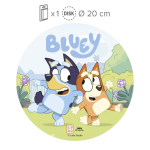 Round edible decoration, bluey and bingo, 20 cm