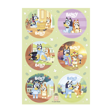 6 mini cupcake wafer discs Bluey and Bingo