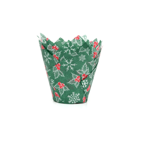 Christmas muffin cases, House of Marie, holly leaves