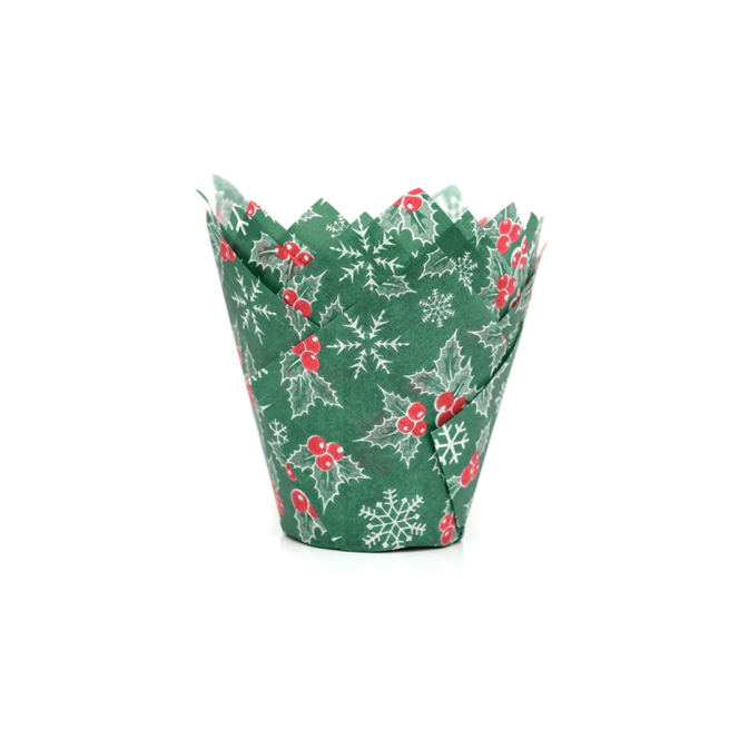 Christmas muffin cases, House of Marie, holly leaves