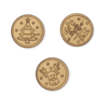 3 cookie cutters for decorating Christmas cookies: reindeer, Christmas magic, and Christmas tree