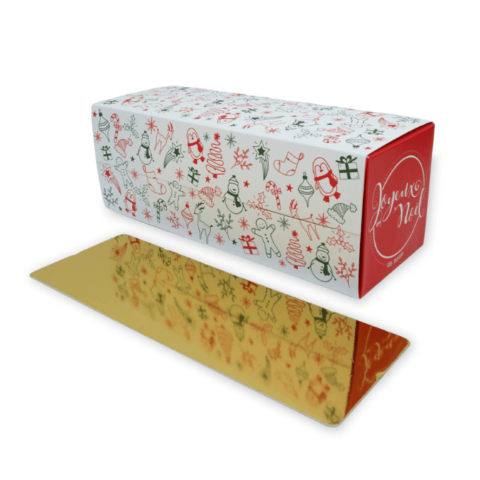 rigid cardboard log box with gold base