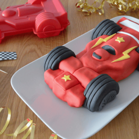 red race car cake mold decorating idea