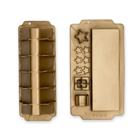 silicone log mold in the shape of a cottage