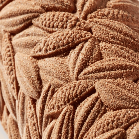details of the Pavoni Italia cocoa imprint rug