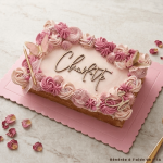 Baby pink rectangular cake stand 30x25 cm