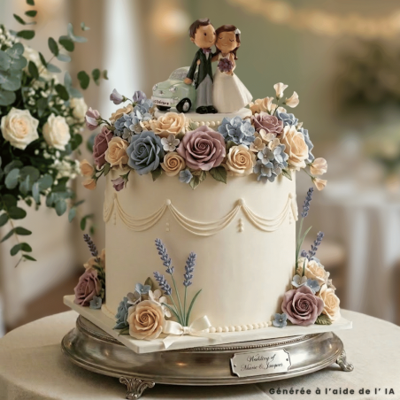 Wedding cake topper car just married