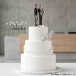 Gay couple wedding cake topper - Height 20 cm