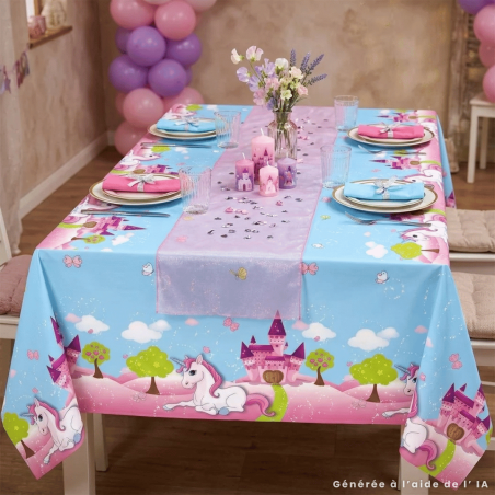 Unicorn birthday tablecloth 180x120 cm in plastic