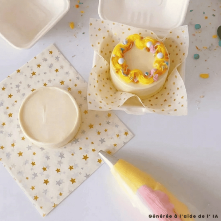 Pack of 50 greaseproof liner with stars for bento cake